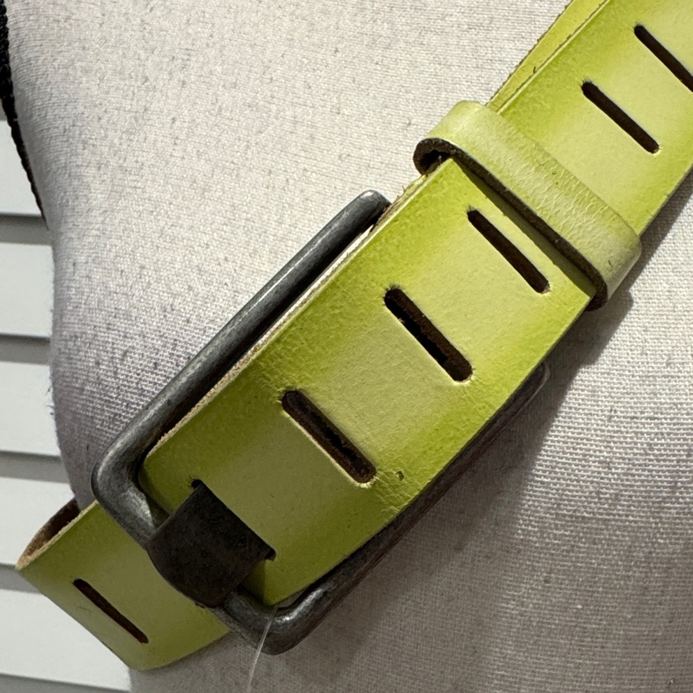 Free People Jona Belt Neon Lime green Leather Strap with Silver Buckle - Picture 3 of 8